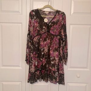 Oddy Floral-print Long-sleeve Dress w/ Pockets!